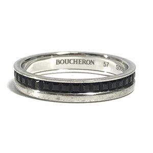 Boucheron Accessory Jewelry Cattle WhiteGold K18 WG Ring Au750 Silver/Black